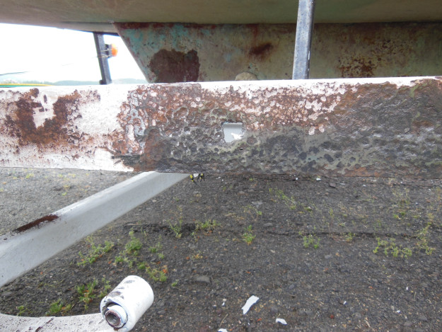 BEFORE - discovered this through hole while grinding the rails smoother