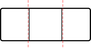 Fence rail cross section. Cut on the dashed line.