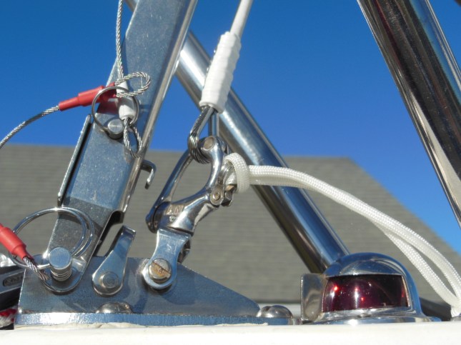 Bottom of the pennant attached to the stem snap shackle