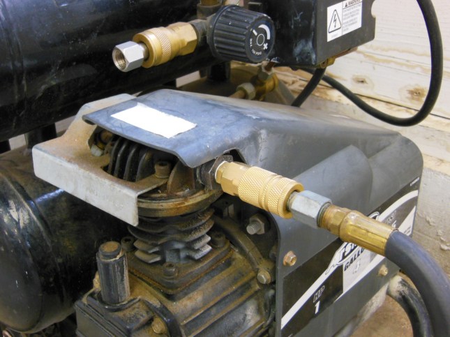 AFTER - Air compressor set up for vacuum